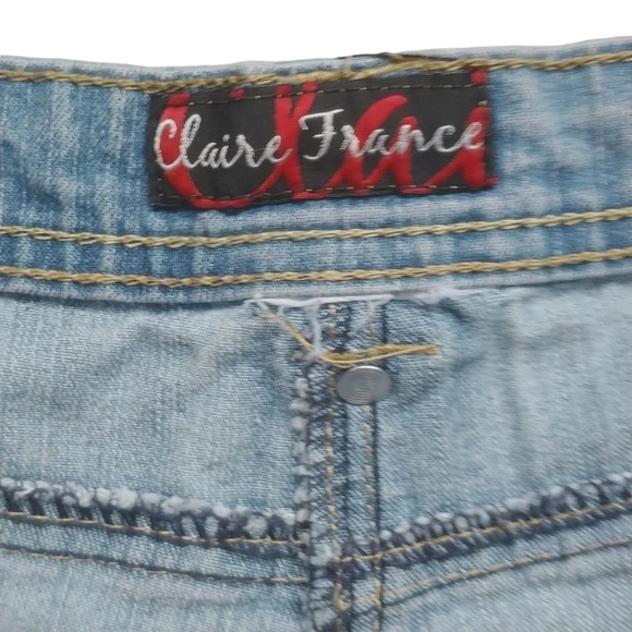 Claire France Cotton  Denim Faded Jean Shorts 14/16 - Picture 7 of 7